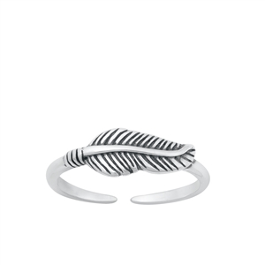 Silver Toe Ring - Feather