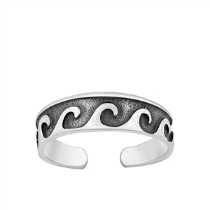 Silver Toe Ring - Waves