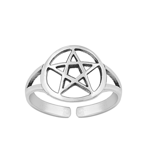 Silver Toe Ring - Pentagram