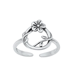 Silver Toe Ring - Flower