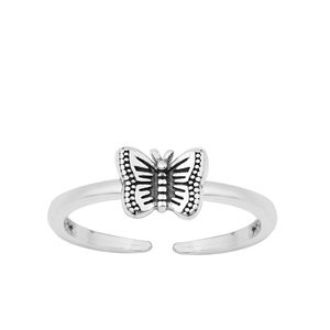 Silver Toe Ring - Butterfly