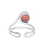 Silver Stone Toe Ring - Wave