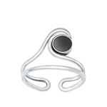 Silver Stone Toe Ring - Wave