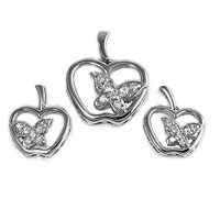 Silver Sets W/ CZ - Apple W/ Butterfly