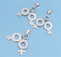 Silver CZ Set - Male & Female Symbol