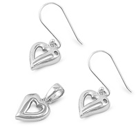 Silver Sets W/ Stone - Heart