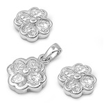 Silver Sets W/ CZ - Plumeria