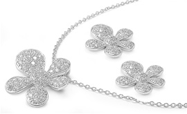 Silver Sets W/ CZ - Flower