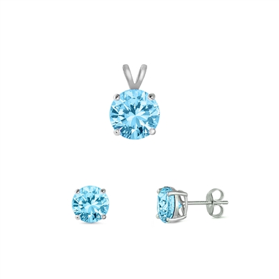 Silver Sets - Aquamarine CZ