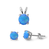 Silver Sets w/ CZ - Blue Lab Opal CZ