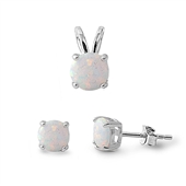 Silver CZ Set - White Lab Opal