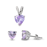 Silver Sets - Alexandrite CZ Heart