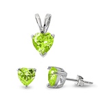 Silver Sets - Peridot CZ Heart