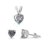 Silver Sets - Rainbow Topaz CZ Heart CZ Heart