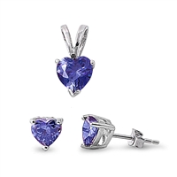 Silver Sets - Tanzanite CZ Heart