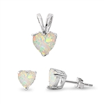 Silver Sets - White Opal Heart