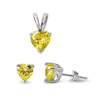 Silver Sets - Yellow Topaz CZ Heart