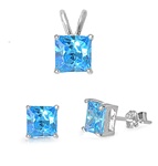 Silver Sets - Blue Topaz CZ