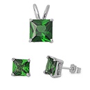 Silver Sets - Emerald CZ
