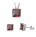 Silver Sets - Garnet CZ