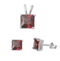 Silver Sets - Garnet CZ