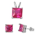 Silver Sets - Ruby CZ