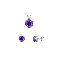 Silver CZ Set - Amethyst CZ