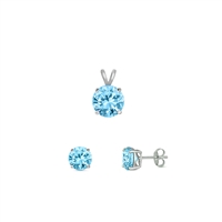 Silver CZ Set - Aquamarine CZ