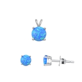 Silver CZ Set - Blue Lab Opal