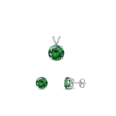 Silver CZ Set - Emerald CZ