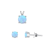 Silver CZ Set - Light Blue Lab Opal