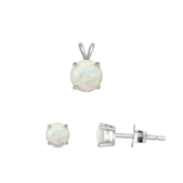 Silver CZ Set - White Lab Opal