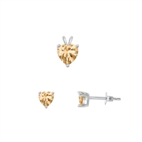 Silver Heart Solitaire Set - Champagne CZ