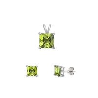 Silver CZ Set - Peridot CZ