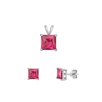 Silver CZ Set - Ruby CZ