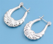 Silver Hollow Hoop Earrings