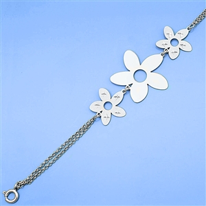 Silver CZ Necklace - Flowers