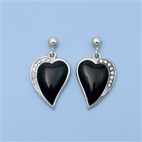 Silver Stone Earrings - Hearts