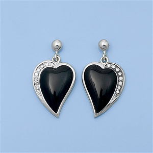 Silver Stone Earrings - Hearts