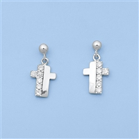 Silver Earrings - Cross
