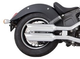 TAB Performance short chrome tip compatible exhaust pipe mufflers for a 2014 - Up Indian Scout motorcycle