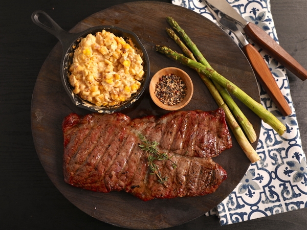 Rube's New York Strip steak ready for the grill