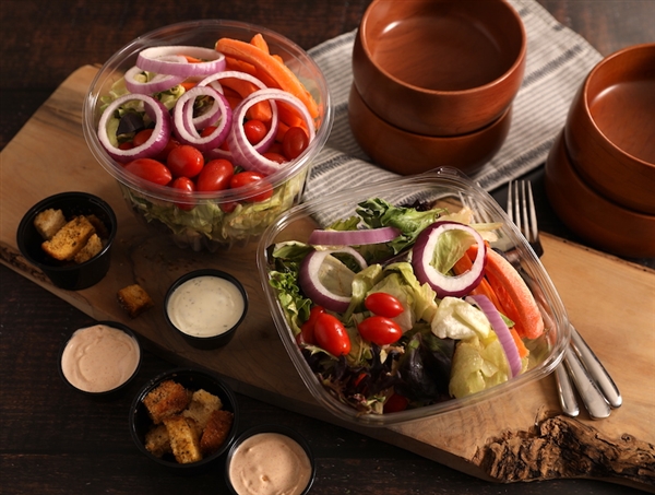 Tossed salad with fresh veggies and dressing