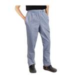 A025-XS - Chef Works Unisex Easyfit Pants Small Blue Check Polycotton - Size XS