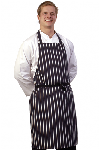 Butchers Stripe Blue Bib Apron - One Size A040