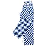 A043-XS - Chef Works Unisex Easyfit Pants Big Blue Check Polycotton - Size XS