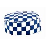 A164 - Skull Cap Big Blue Check Polycotton - One Size