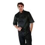 A439-XS - Vegas Chefs Jacket Short Sleeve Black Polycotton - Size XS