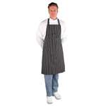 A662 - Bib Apron Blue/White Butchers Stripe - 35-40"