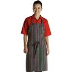 A971 - Chef Works Striped Bib Apron Red & Grey